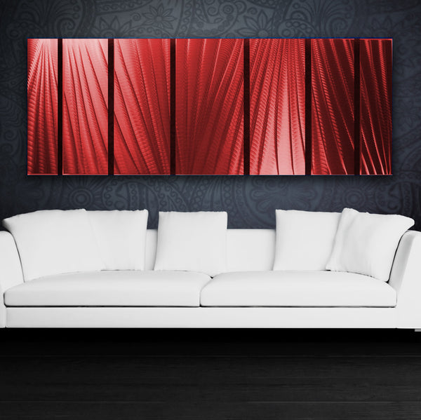 "Main Attraction" 68"x24" Red Aluminum Large Modern Abstract Metal Wall Art Sculpture Indoor / Outdoor