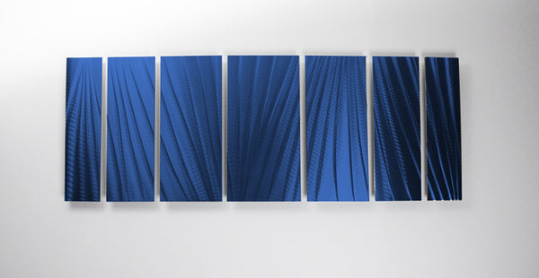 "Main Attraction" 68"x24" Deep Blue Aluminum Large Modern Abstract Metal Wall Art Sculpture Indoor / Outdoor