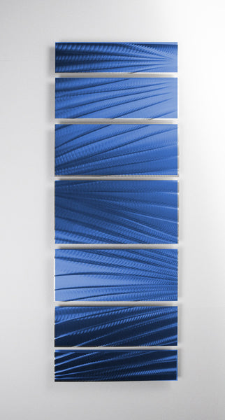 "Main Attraction" 68"x24" Deep Blue Aluminum Large Modern Abstract Metal Wall Art Sculpture Indoor / Outdoor