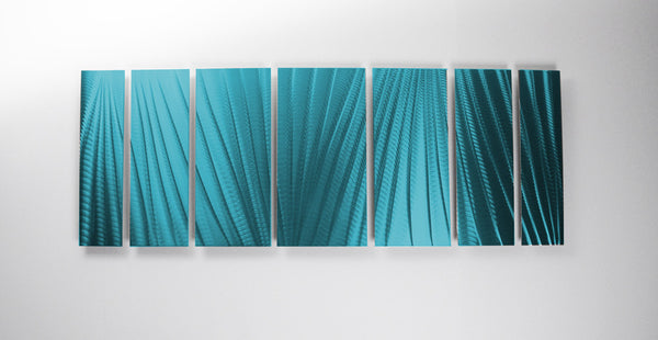 "Main Attraction" 68"x24" Tropical Ocean Blue Aluminum Large Modern Abstract Metal Wall Art Sculpture Indoor / Outdoor