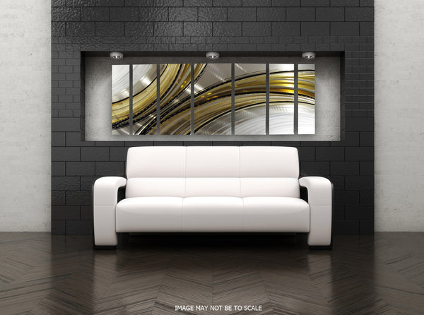 "Vortex" 68"x24" Earthtone / Gold Large Modern Abstract Metal Wall Art Sculpture