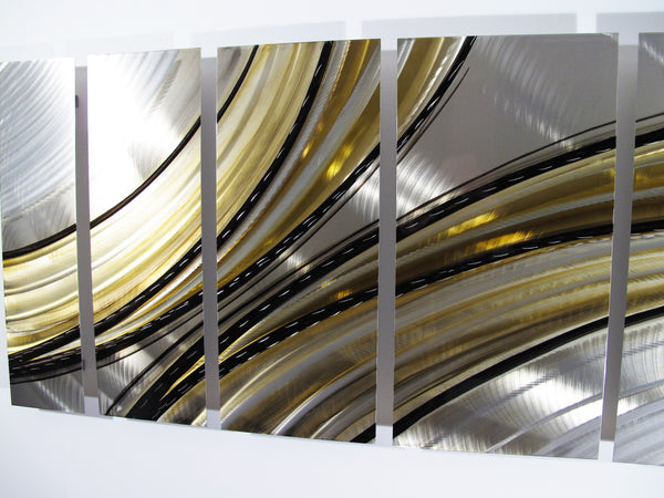 "Vortex" 68"x24" Earthtone / Gold Large Modern Abstract Metal Wall Art Sculpture