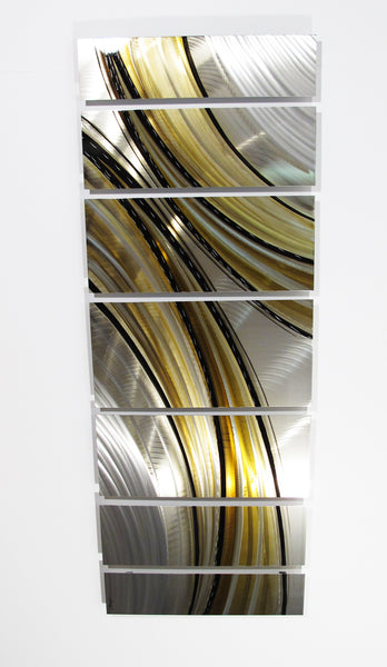 "Vortex" 68"x24" Earthtone / Gold Large Modern Abstract Metal Wall Art Sculpture
