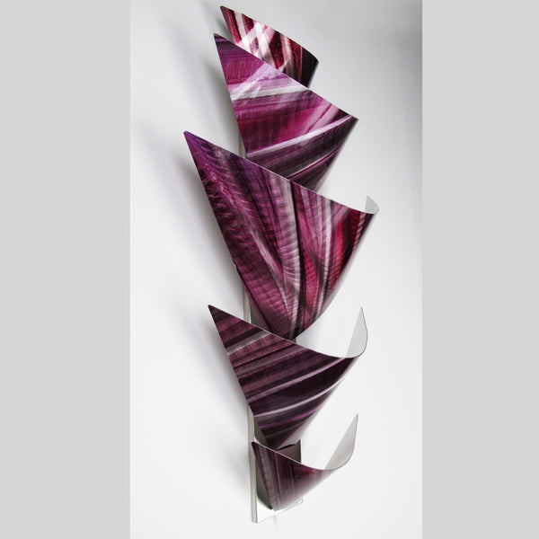 "L11P Aurora Torchiere LED Series - Purple" 28"x12" Aluminum Modern Abstract Metal Wall Art Sculpture Lamp Sconce