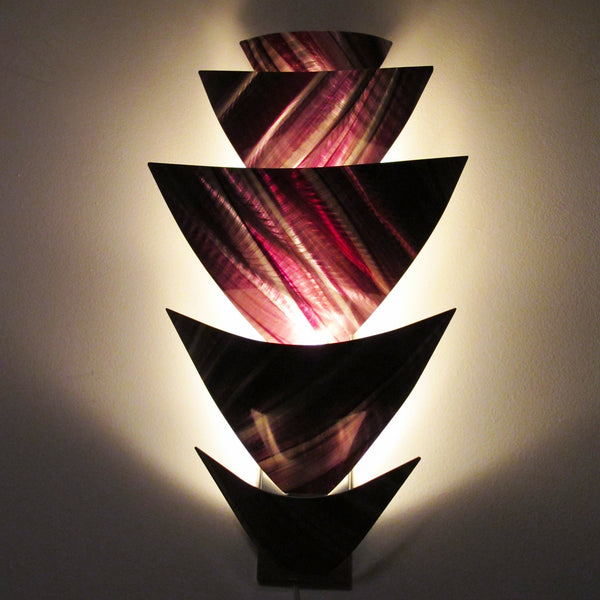 "L11P Aurora Torchiere LED Series - Purple" 28"x12" Aluminum Modern Abstract Metal Wall Art Sculpture Lamp Sconce
