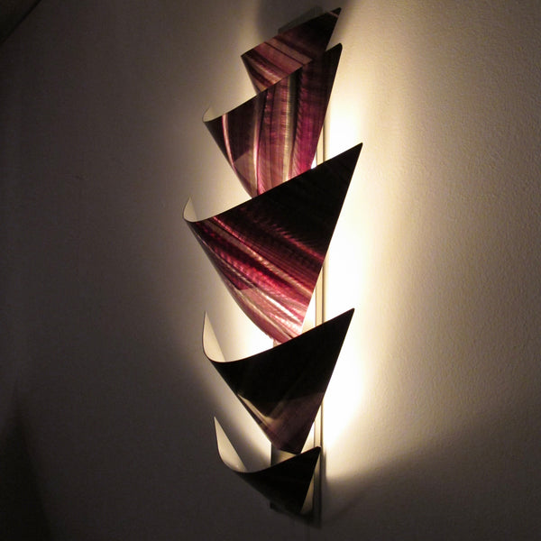 "L11P Aurora Torchiere LED Series - Purple" 28"x12" Aluminum Modern Abstract Metal Wall Art Sculpture Lamp Sconce