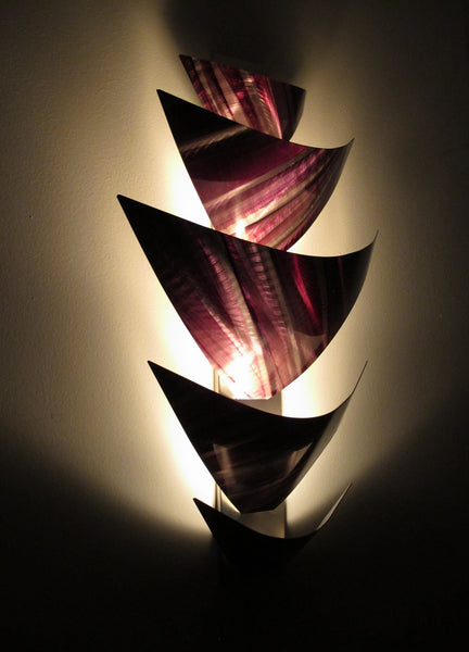 "L11P Aurora Torchiere LED Series - Purple" 28"x12" Aluminum Modern Abstract Metal Wall Art Sculpture Lamp Sconce