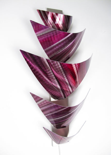"L11P Aurora Torchiere LED Series - Purple" 28"x12" Aluminum Modern Abstract Metal Wall Art Sculpture Lamp Sconce