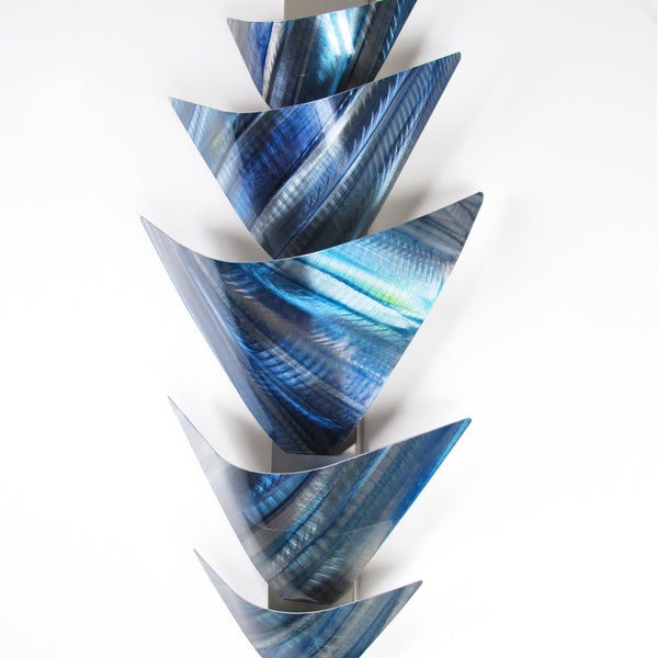 "L10P Aurora Torchiere Series - Blue" 26"x12" Blue Aluminum Modern Abstract Metal Wall Art Sculpture Lamp LED Sconce
