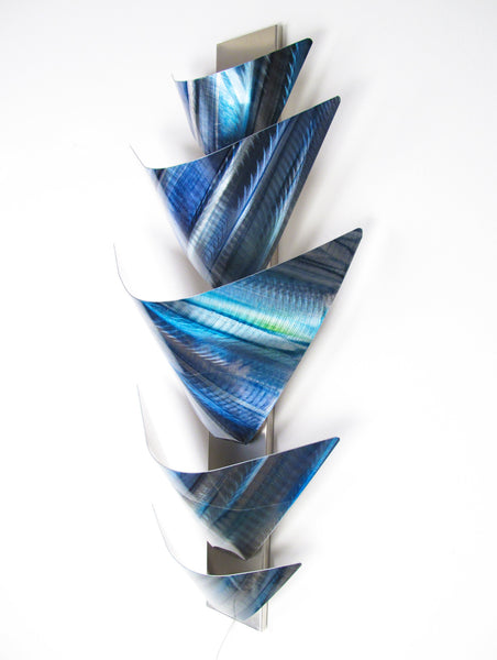 "L10P Aurora Torchiere Series - Blue" 26"x12" Blue Aluminum Modern Abstract Metal Wall Art Sculpture Lamp LED Sconce