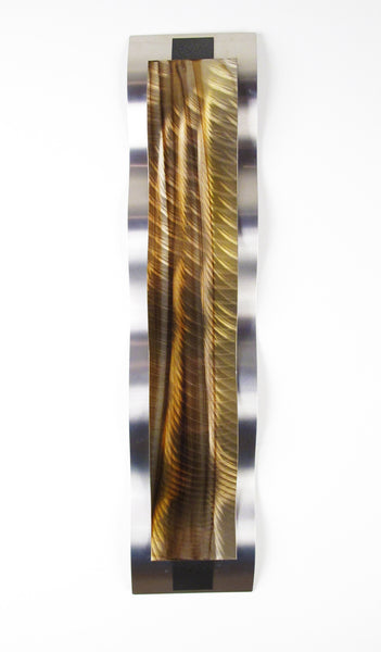 Front view of gold wall sculpture on white background