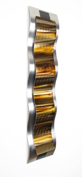 Gold metal wall sculpture, right view