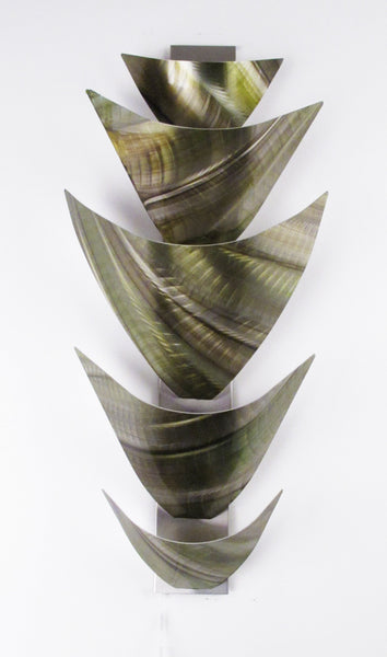 "L12P Aurora Torchiere Series - Green" 28"x12" Aluminum Modern Abstract Metal Wall Art Sculpture Lamp Sconce
