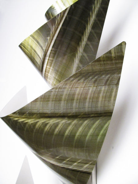 "L12P Aurora Torchiere Series - Green" 28"x12" Aluminum Modern Abstract Metal Wall Art Sculpture Lamp Sconce