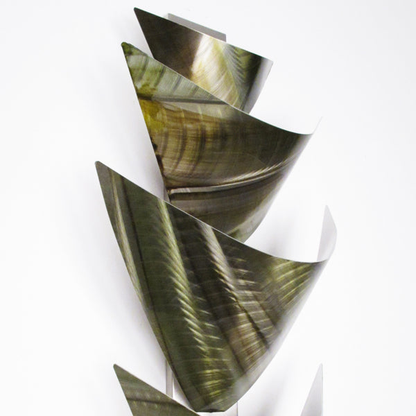 "L12P Aurora Torchiere Series - Green" 28"x12" Aluminum Modern Abstract Metal Wall Art Sculpture Lamp Sconce