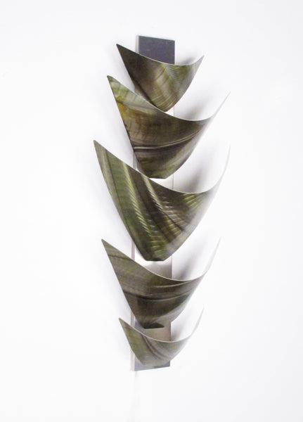 "L12P Aurora Torchiere Series - Green" 28"x12" Aluminum Modern Abstract Metal Wall Art Sculpture Lamp Sconce