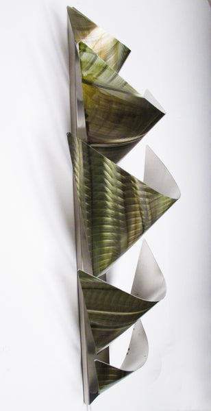 "L12P Aurora Torchiere Series - Green" 28"x12" Aluminum Modern Abstract Metal Wall Art Sculpture Lamp Sconce
