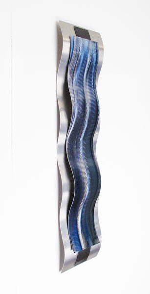 Blue metal wall sculpture "Rhythmic Curves" Brian Jones
