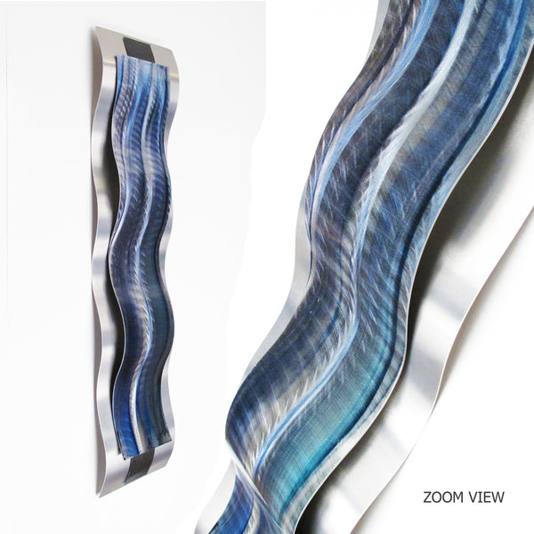 Blue metal wall sculpture "Rhythmic Curves" Brian Jones