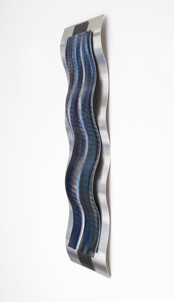 Blue metal wall sculpture "Rhythmic Curves" Brian Jones