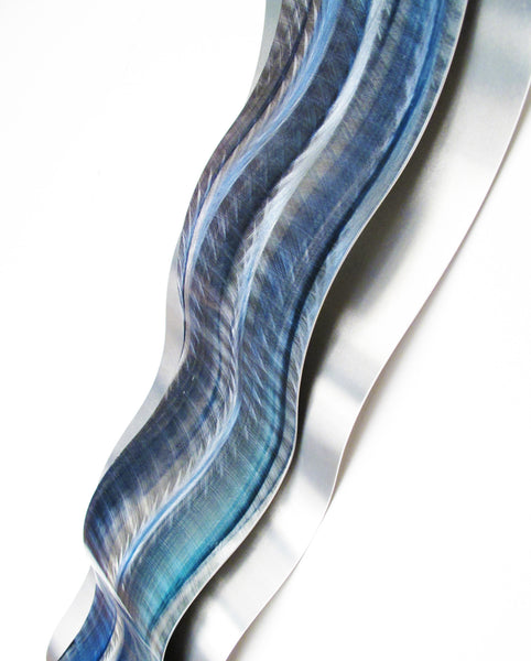 Blue metal wall sculpture "Rhythmic Curves" Brian Jones