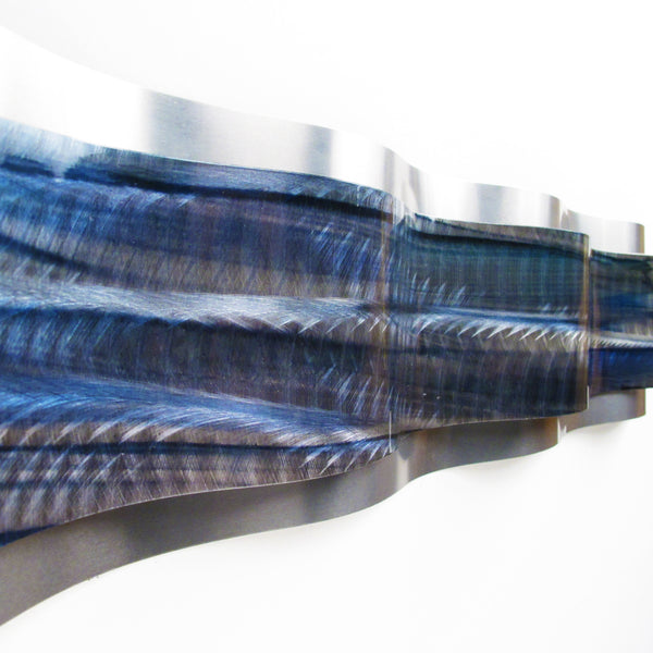 Blue metal wall sculpture "Rhythmic Curves" Brian Jones