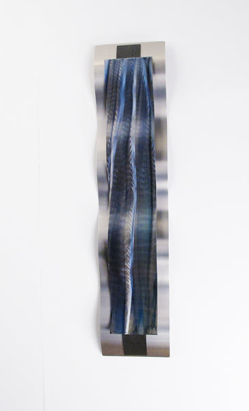 Blue metal wall sculpture "Rhythmic Curves" Brian Jones