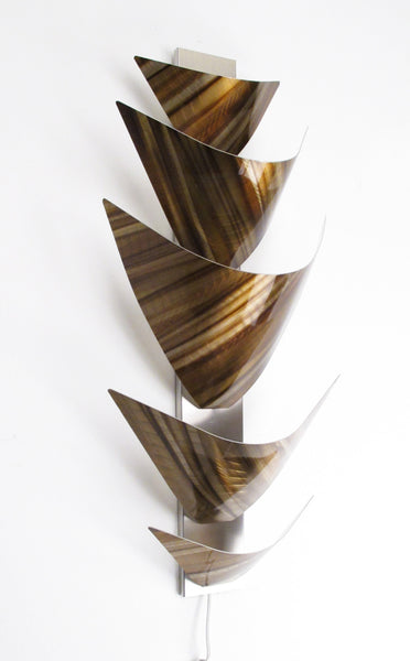 "L12P Aurora Torchiere LED Series - Gold" 28"x12" Aluminum Modern Abstract Metal Wall Art Sculpture Lamp Sconce