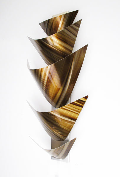 "L12P Aurora Torchiere LED Series - Gold" 28"x12" Aluminum Modern Abstract Metal Wall Art Sculpture Lamp Sconce