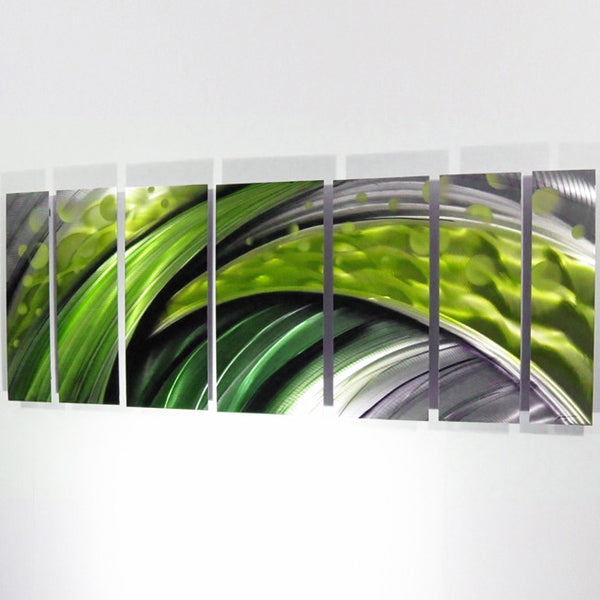 "Green Flash" 68"x24" Green Large Modern Abstract Metal Wall Art Sculpture Painting
