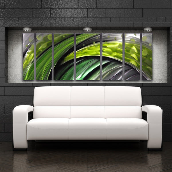 Green Large Abstract Metal Wall Art