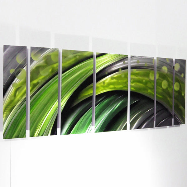 "Green Flash" 68"x24" Green Large Modern Abstract Metal Wall Art Sculpture Painting