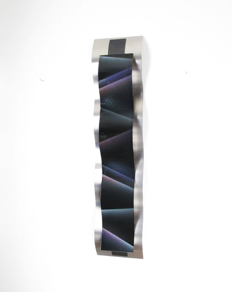 rhythmic curves metal wall sculpture - purple, red, black left view