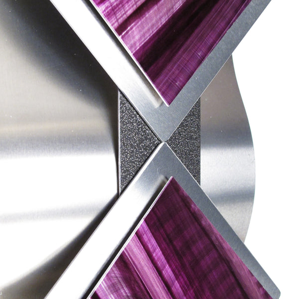 "T10P Reflections Series - Purple Diamonds" 28"x8"x2" Aluminum Modern Abstract Metal Wall Art Sculpture