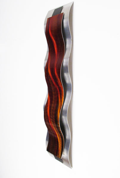 Red metal wall sculpture - left view