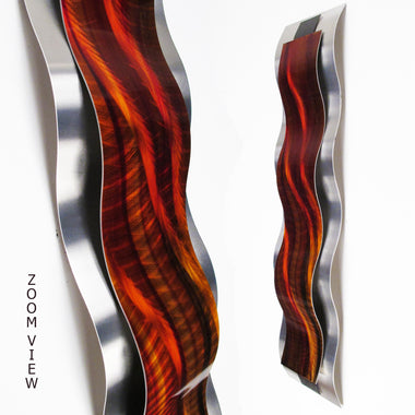 Red Wall Art "Rhythmic Curves" Metal Wall Sculpture