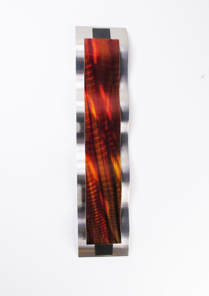 Front view of red wall sculpture on white background