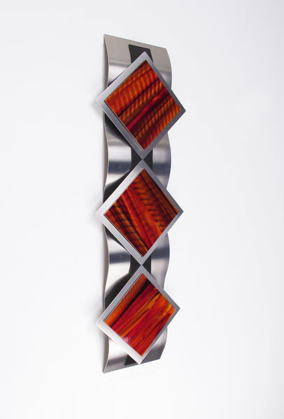 "T12P Reflections Series - Red Sunset" 28"x8"x2" Aluminum Modern Abstract Metal Wall Art Sculpture
