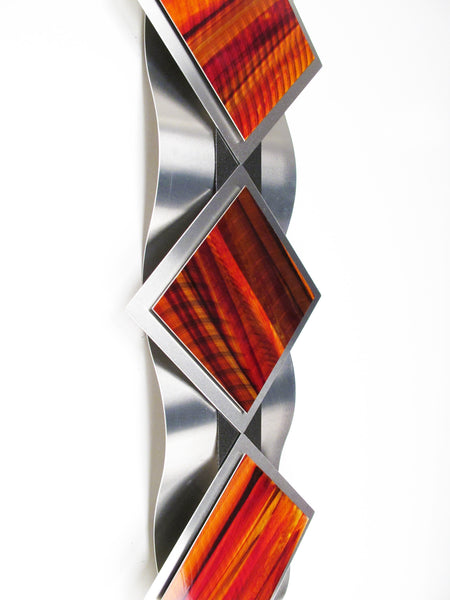"T12P Reflections Series - Red Sunset" 28"x8"x2" Aluminum Modern Abstract Metal Wall Art Sculpture