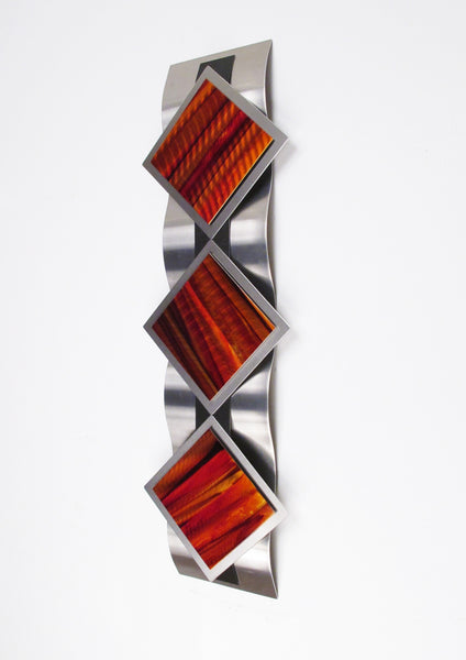 "T12P Reflections Series - Red Sunset" 28"x8"x2" Aluminum Modern Abstract Metal Wall Art Sculpture