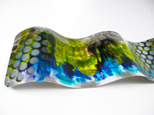 "Urban Vibration" 46" x 9" Large Wall Curve Modern Abstract Metal Art Sculpture Painting