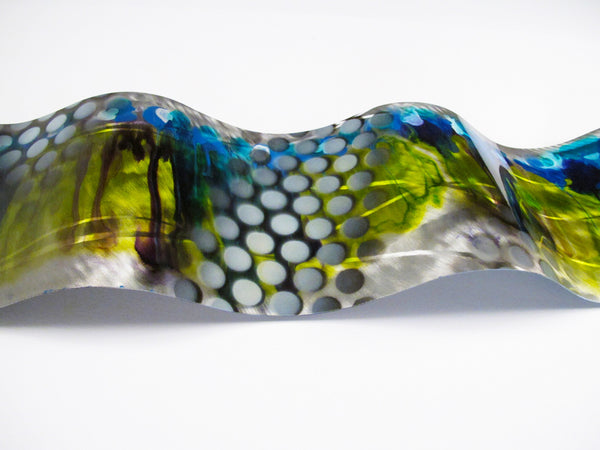 "Urban Vibration" 46" x 9" Large Wall Curve Modern Abstract Metal Art Sculpture Painting