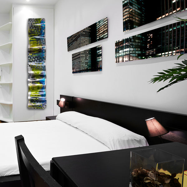 "Urban Vibration" 46" x 9" Large Wall Curve Modern Abstract Metal Art Sculpture Painting