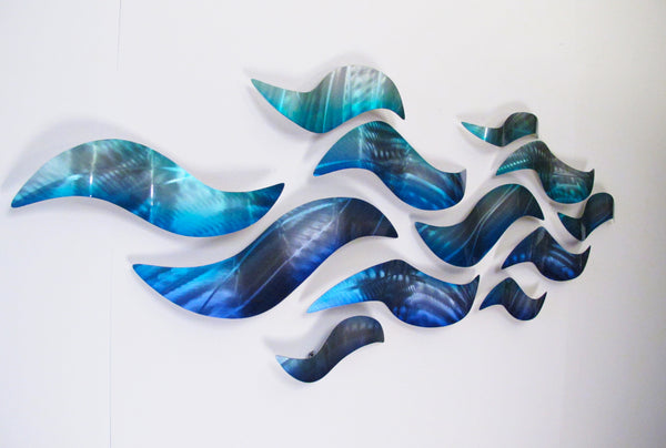 "Rip Tide" Metal Wall Sculpture with Abstract Tropical Wave Design by Brian Jones