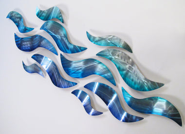 "Rip Tide" Metal Wall Sculpture with Abstract Tropical Wave Design by Brian Jones