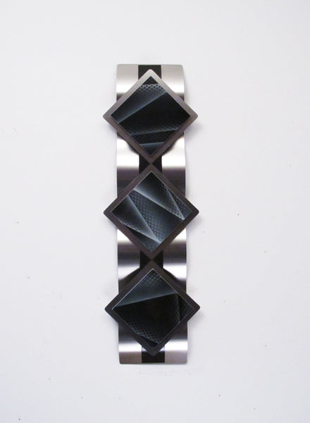 "T14P Reflections Series - Black Diamonds" 28"x8"x2" Aluminum Modern Abstract Metal Wall Art Sculpture