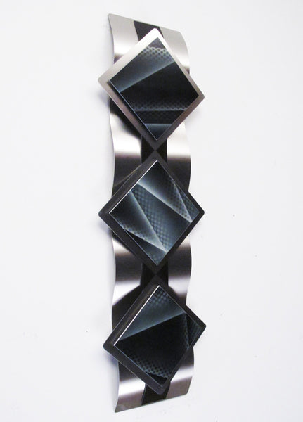 "T14P Reflections Series - Black Diamonds" 28"x8"x2" Aluminum Modern Abstract Metal Wall Art Sculpture