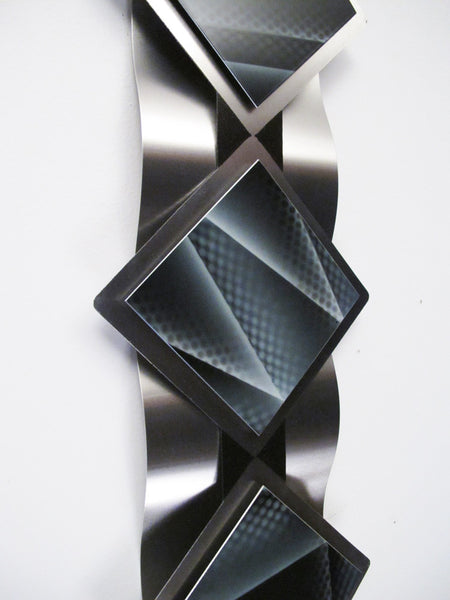 "T14P Reflections Series - Black Diamonds" 28"x8"x2" Aluminum Modern Abstract Metal Wall Art Sculpture
