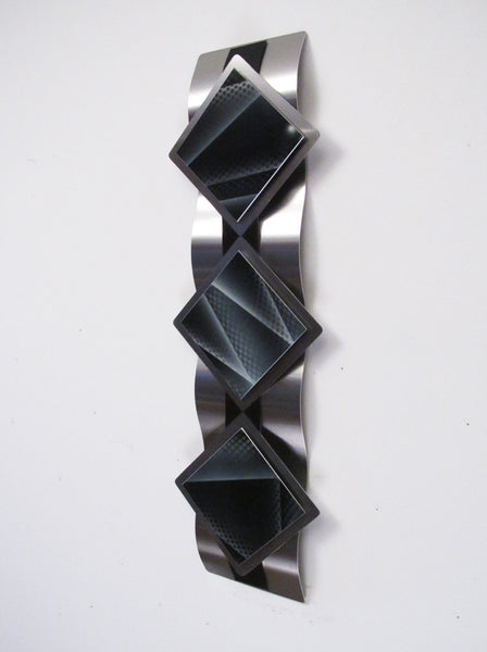 "T14P Reflections Series - Black Diamonds" 28"x8"x2" Aluminum Modern Abstract Metal Wall Art Sculpture