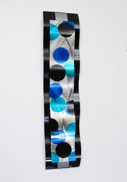 Blue metal wall sculpture, front view - DV8 Studio